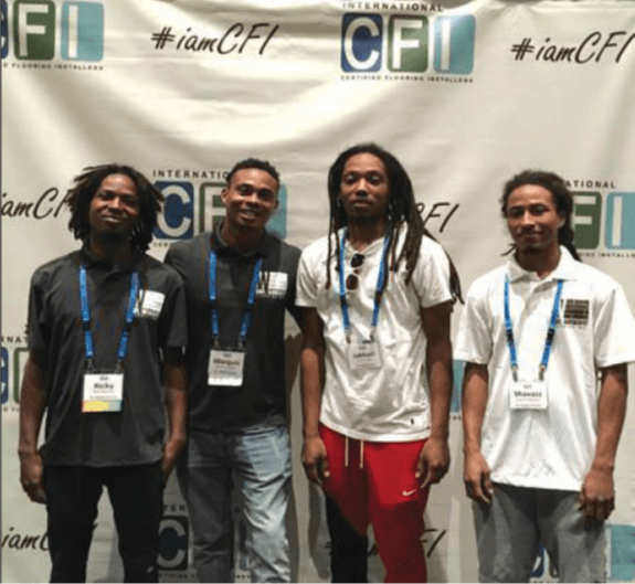 Members of Mr. Wright Flooring, from left: Ricky Robinson, Marquis Wright, president/CEO; Jakhari Wright and Shavazz Robinson